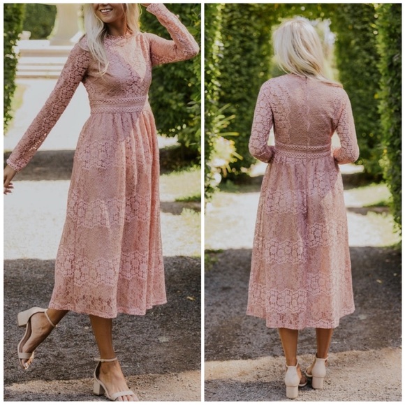Roolee Elegant Pink Lace Dress - Picture 2 of 8